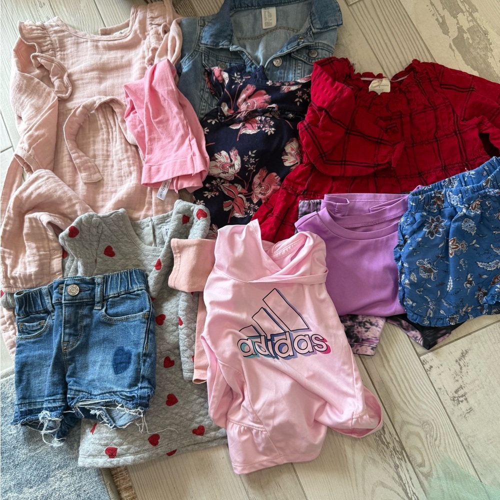 Girls size 2 tops and bottoms, Jean jacket EUC, 9 pieces